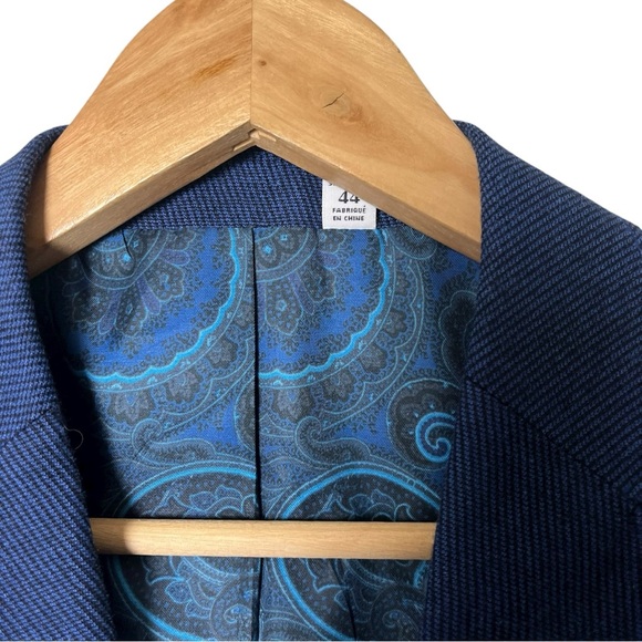 Robert Graham Blue Linen Cotton Blazer Jacket 44 40 - Picture 3 of 6